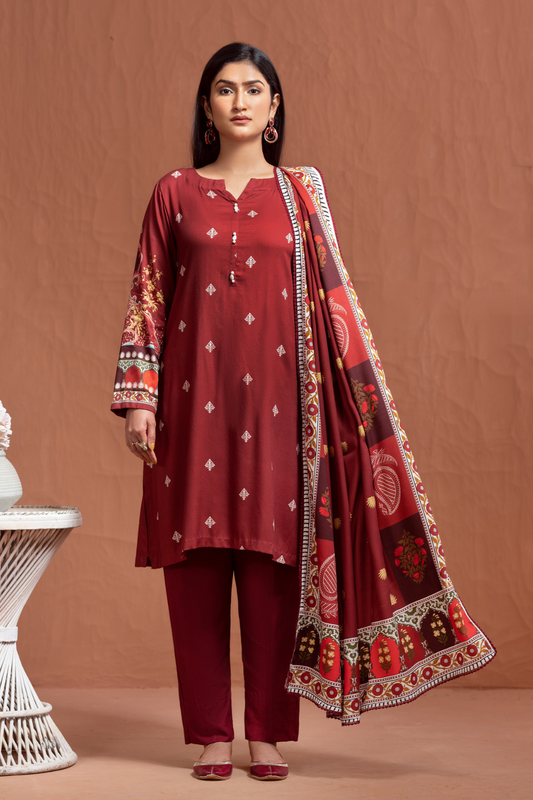 3 PC Unstitched | Crepe Linen Printed Suit