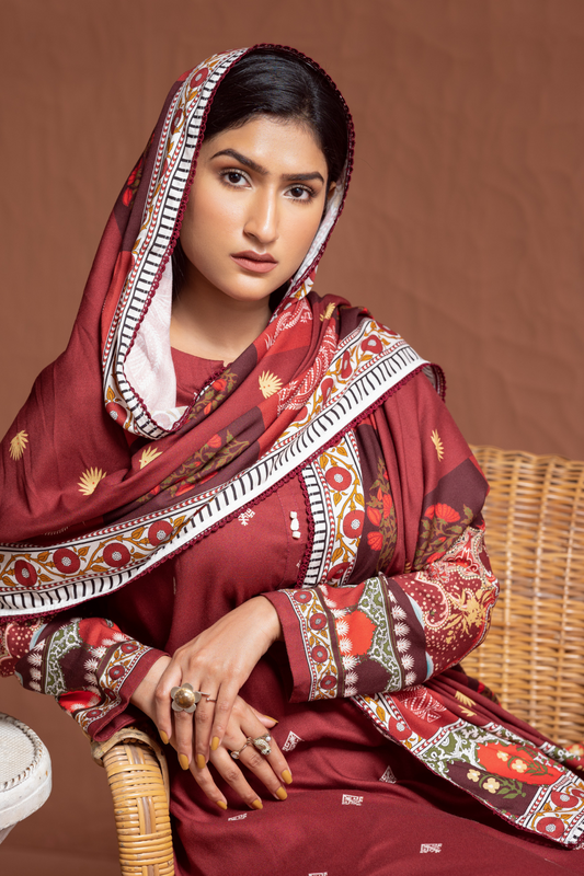 3 PC Unstitched | Crepe Linen Printed Suit