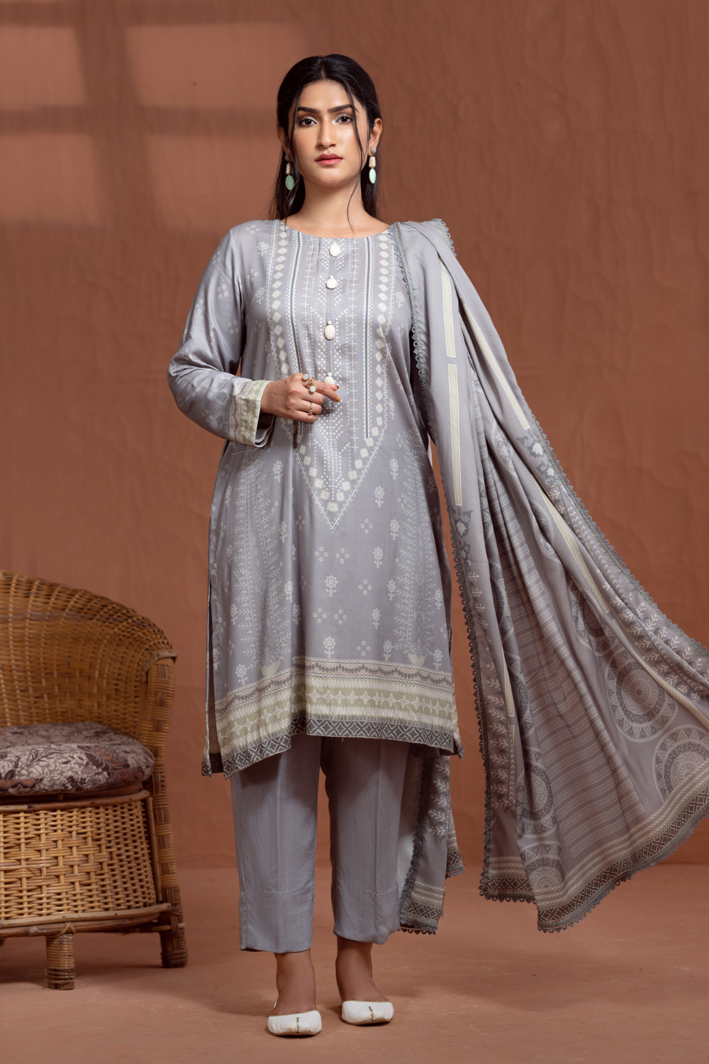 3 PC Unstitched | Crepe Linen Printed Suit