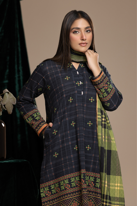 3 PC Unstitched | Khaddar  Printed Suit