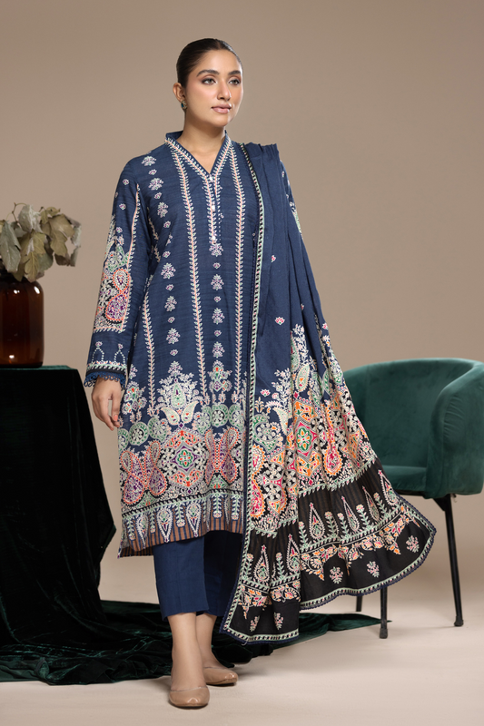 3 PC Unstitched | Khaddar  Printed Suit