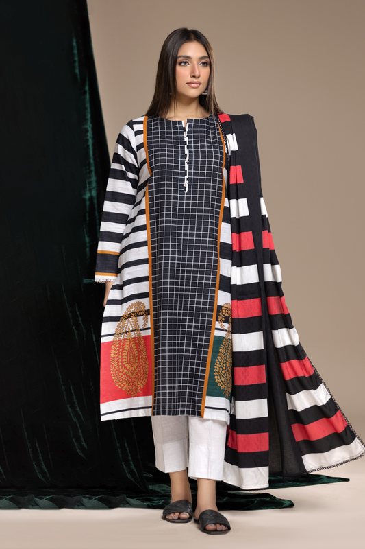 3 PC Unstitched | Khaddar Printed Suit