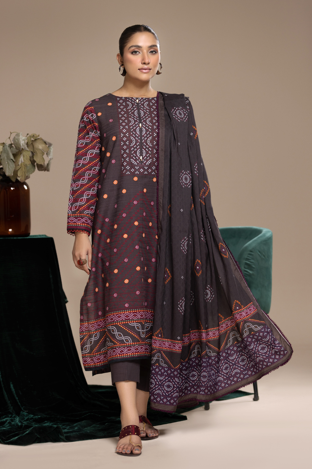 3 PC Unstitched | Khaddar Printed Suit