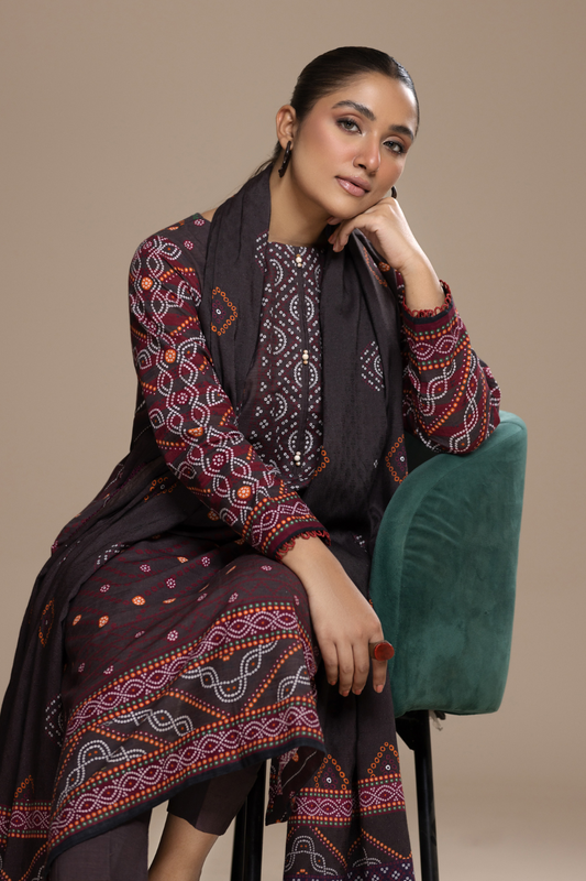 3 PC Unstitched | Khaddar Printed Suit