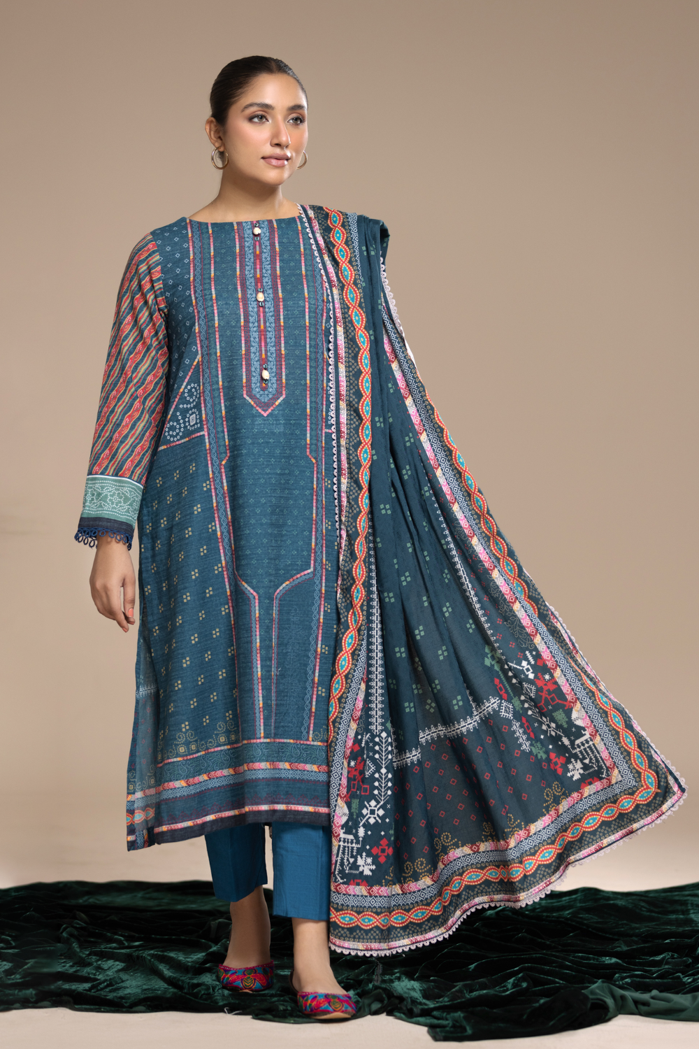 3 PC Unstitched | Khaddar  Printed Suit