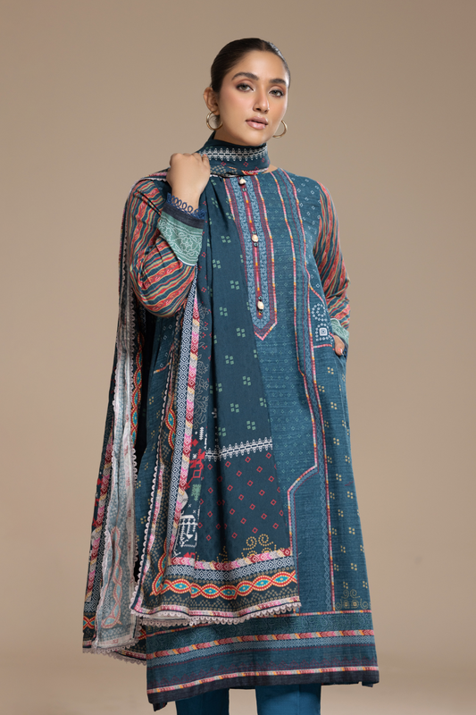 3 PC Unstitched | Khaddar  Printed Suit