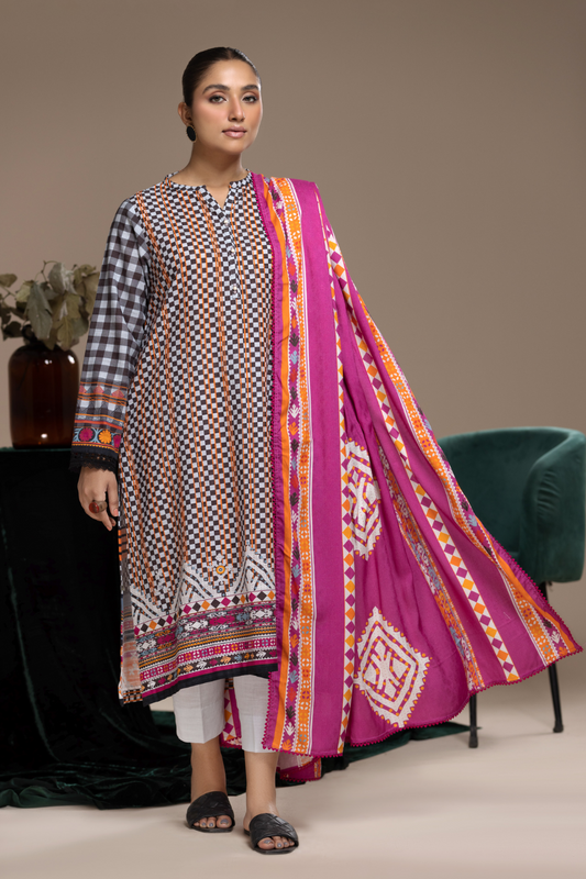 3 PC Unstitched | Khaddar Printed Suit