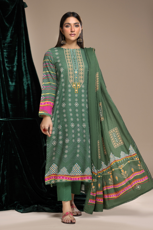 3 PC Unstitched | Khaddar  Printed Suit
