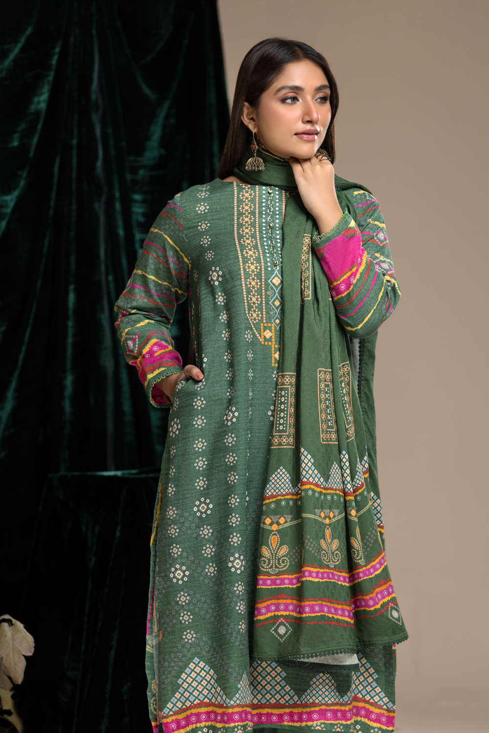 3 PC Unstitched | Khaddar  Printed Suit