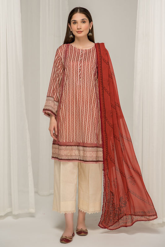 3 PC Unstitched Printed Lawn Suit