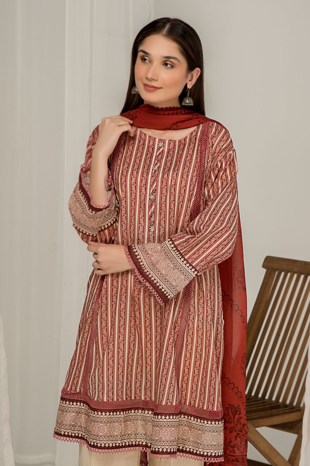 3 PC Unstitched Printed Lawn Suit