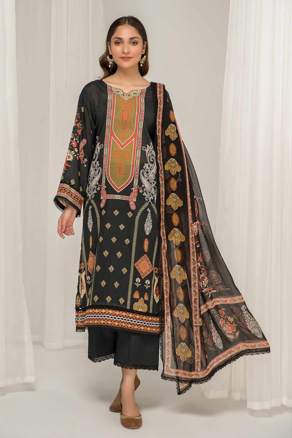 3 PC Unstitched Printed Lawn Suit