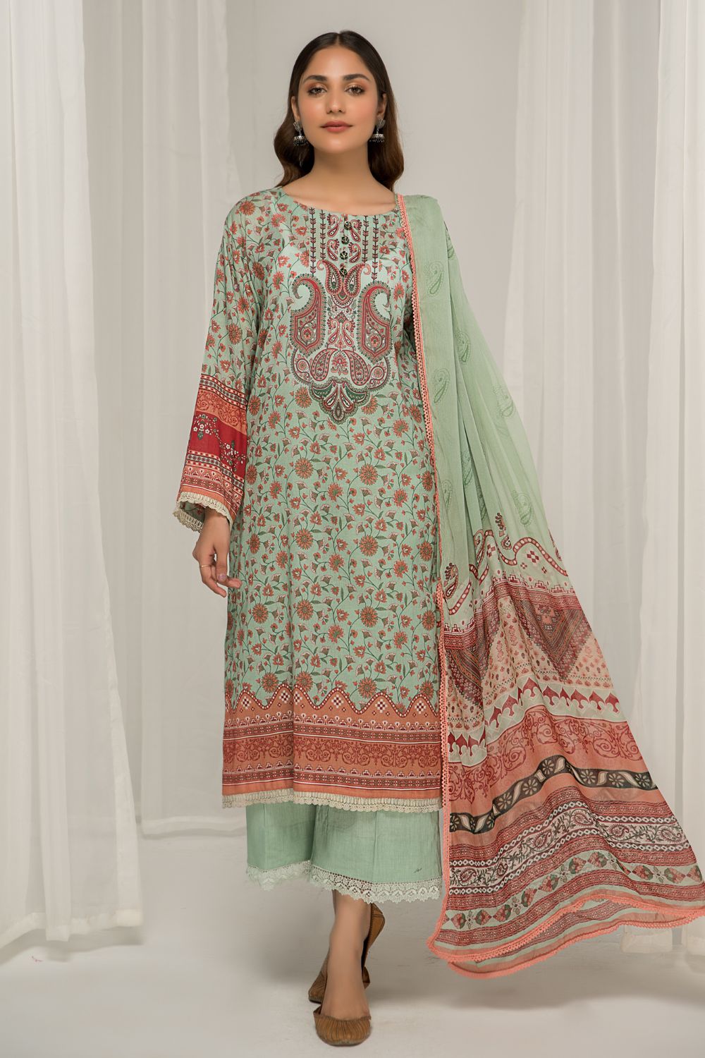 3 PC Unstitched Printed Lawn Suit