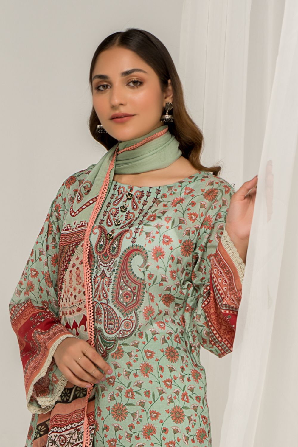 3 PC Unstitched Printed Lawn Suit