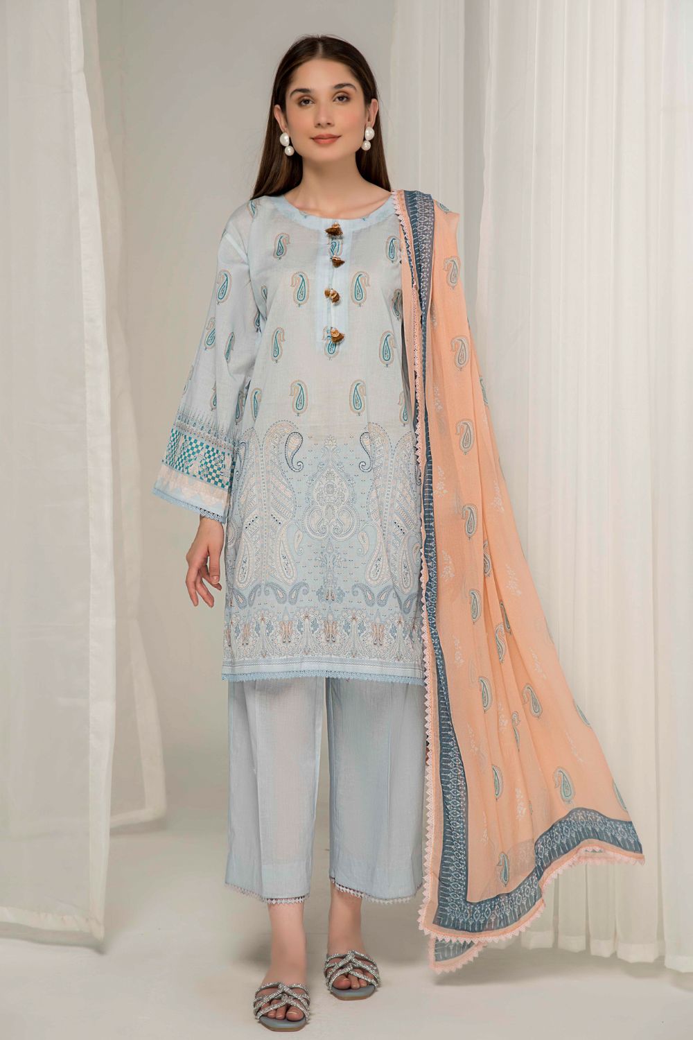 3 PC Unstitched Printed Lawn Suit