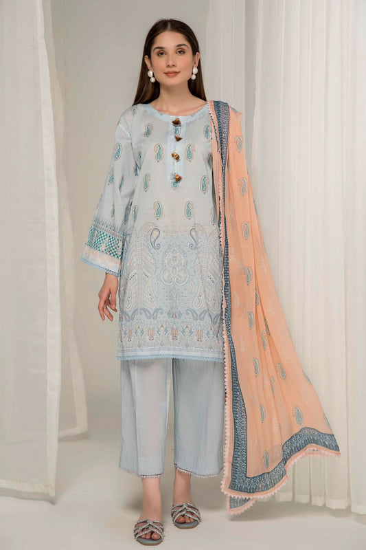 3 PC Unstitched Printed Lawn Suit