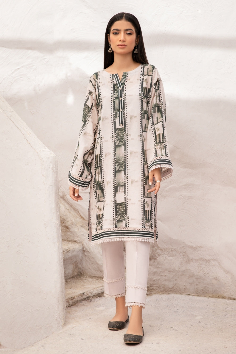 2 PC Unstitched | Digital Printed Lawn Shirt + Dyed Cambric Trouser