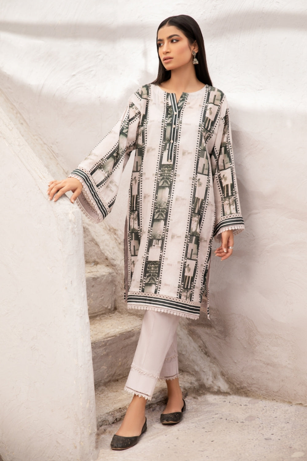 2 PC Unstitched | Digital Printed Lawn Shirt + Dyed Cambric Trouser