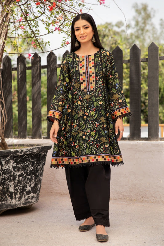 2 PC Unstitched | Digital Printed Lawn Shirt + Dyed Cambric Trouser