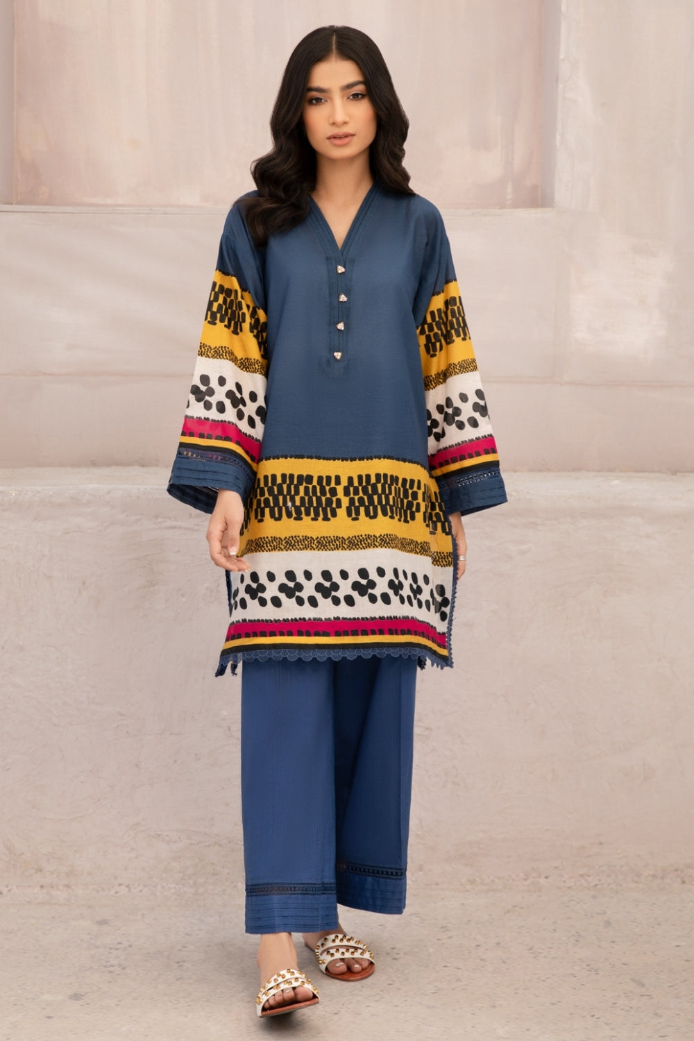 2 PC Unstitched | Digital Printed Lawn Shirt + Dyed Cambric Trouser