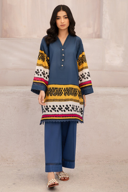 2 PC Unstitched | Digital Printed Lawn Shirt + Dyed Cambric Trouser