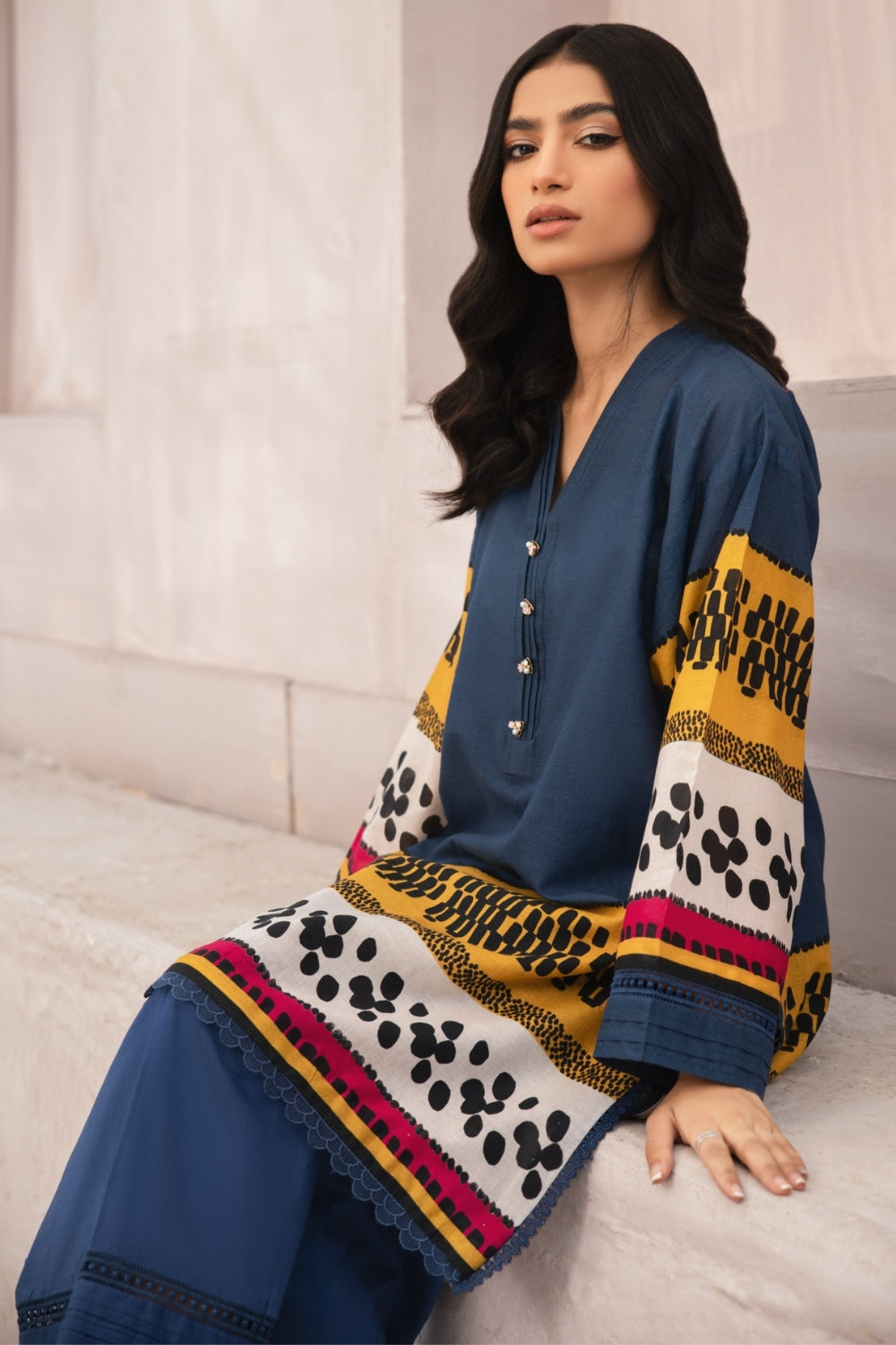 2 PC Unstitched | Digital Printed Lawn Shirt + Dyed Cambric Trouser