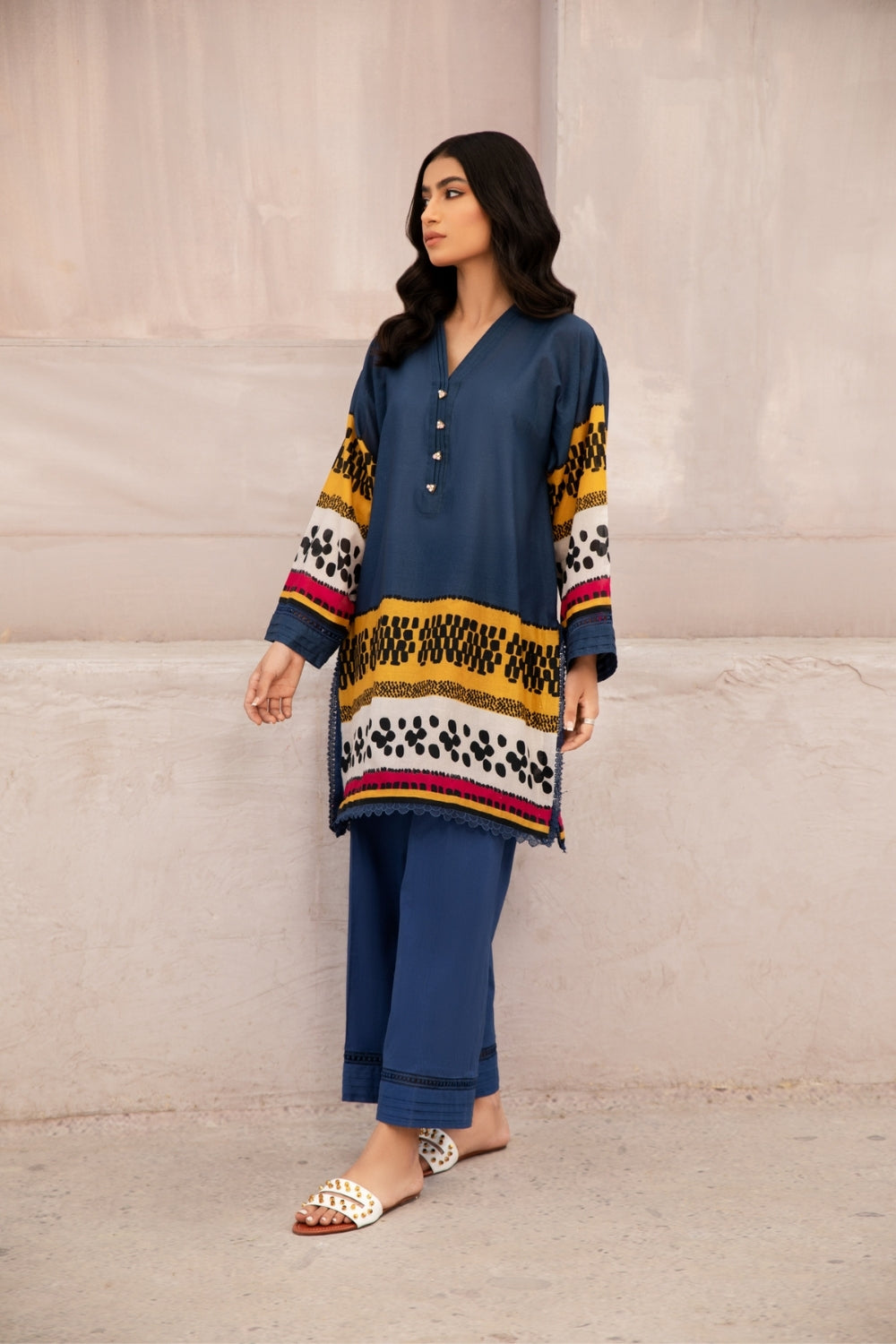 2 PC Unstitched | Digital Printed Lawn Shirt + Dyed Cambric Trouser