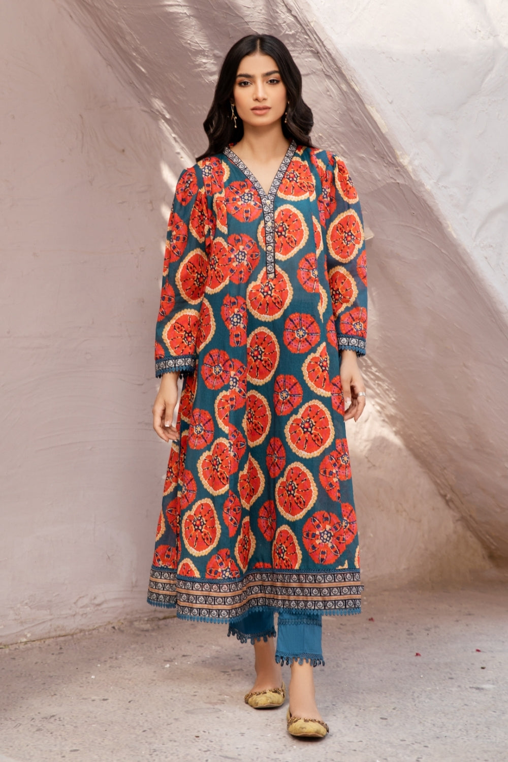 2 PC Unstitched | Digital Printed Lawn Shirt + Dyed Cambric Trouser