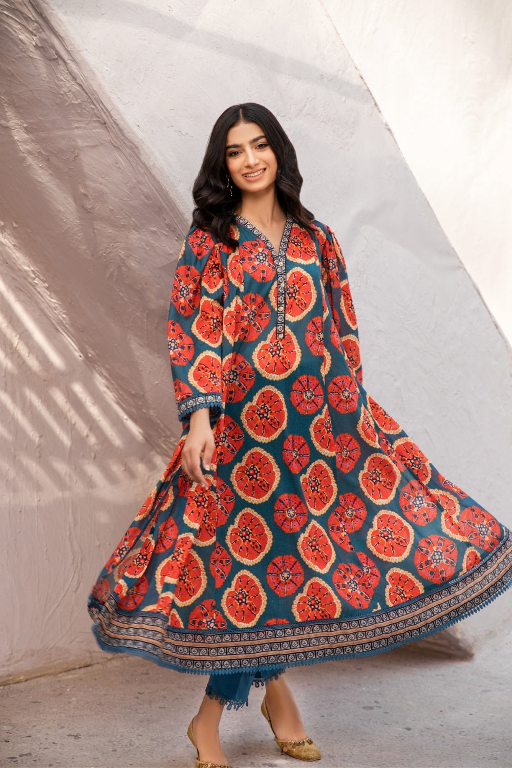 2 PC Unstitched | Digital Printed Lawn Shirt + Dyed Cambric Trouser