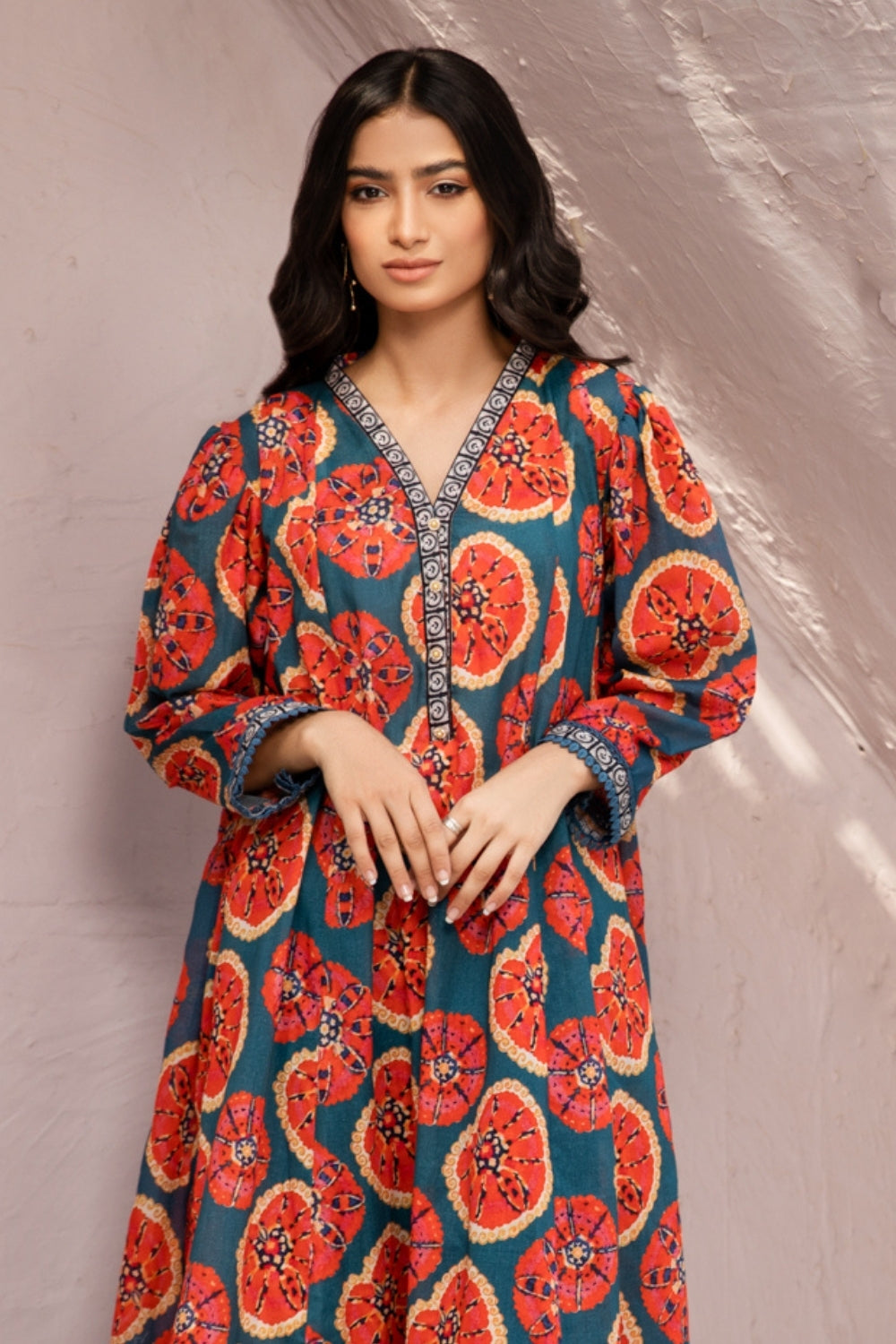 2 PC Unstitched | Digital Printed Lawn Shirt + Dyed Cambric Trouser