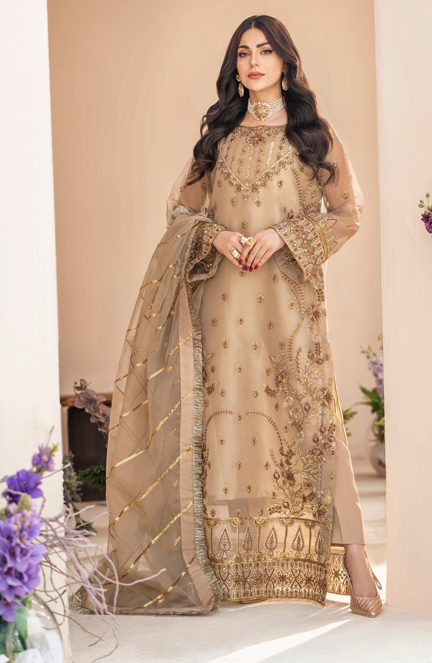 Formal Dress - Gorgeous Gold (QFD-0069) Mashq Premium