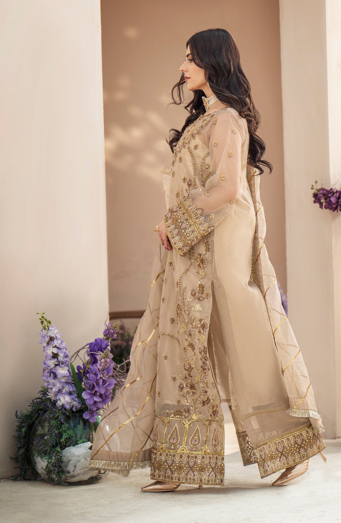 Formal Dress - Gorgeous Gold (QFD-0069) Mashq Premium