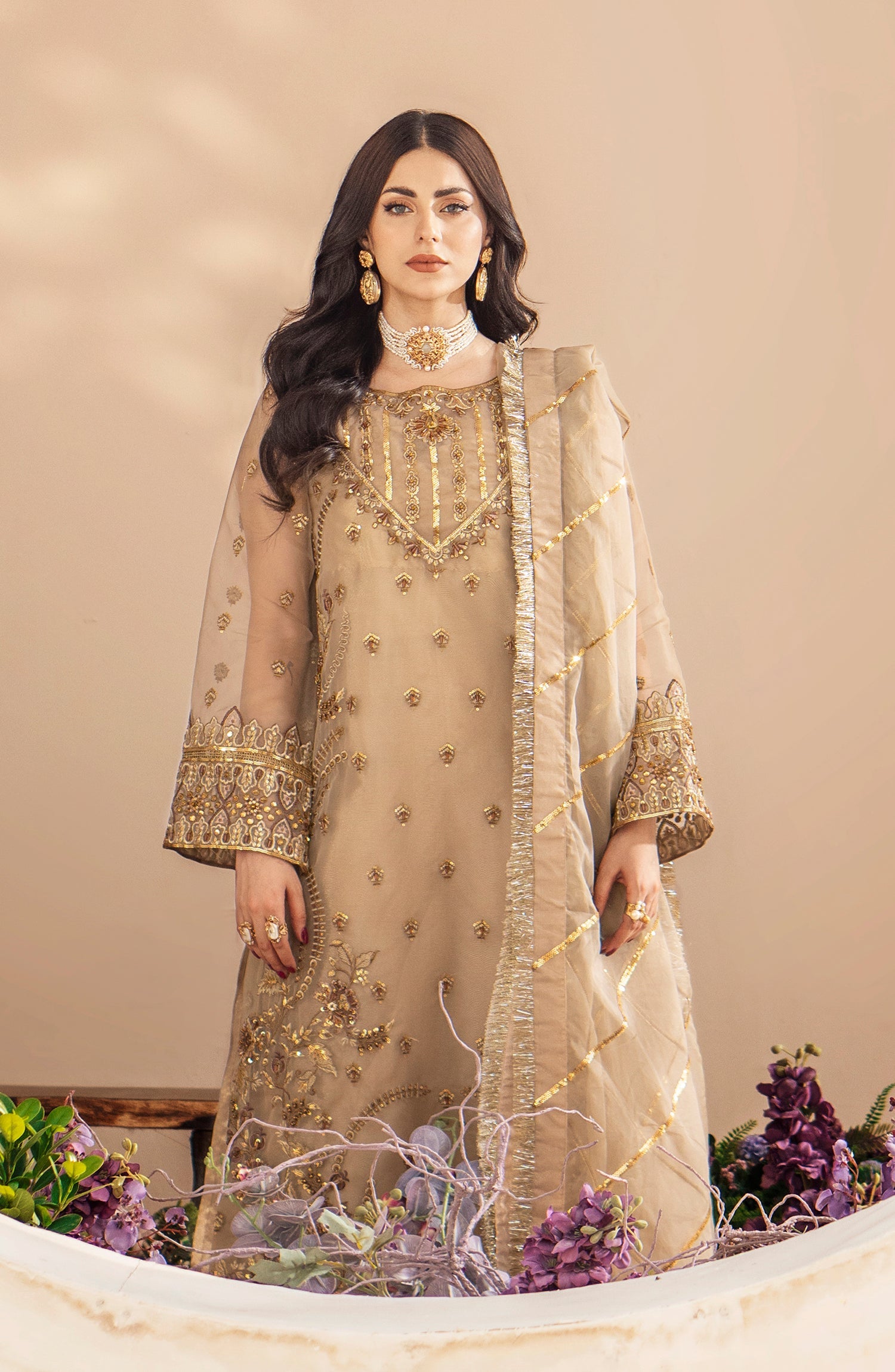 Formal Dress - Gorgeous Gold (QFD-0069) Mashq Premium