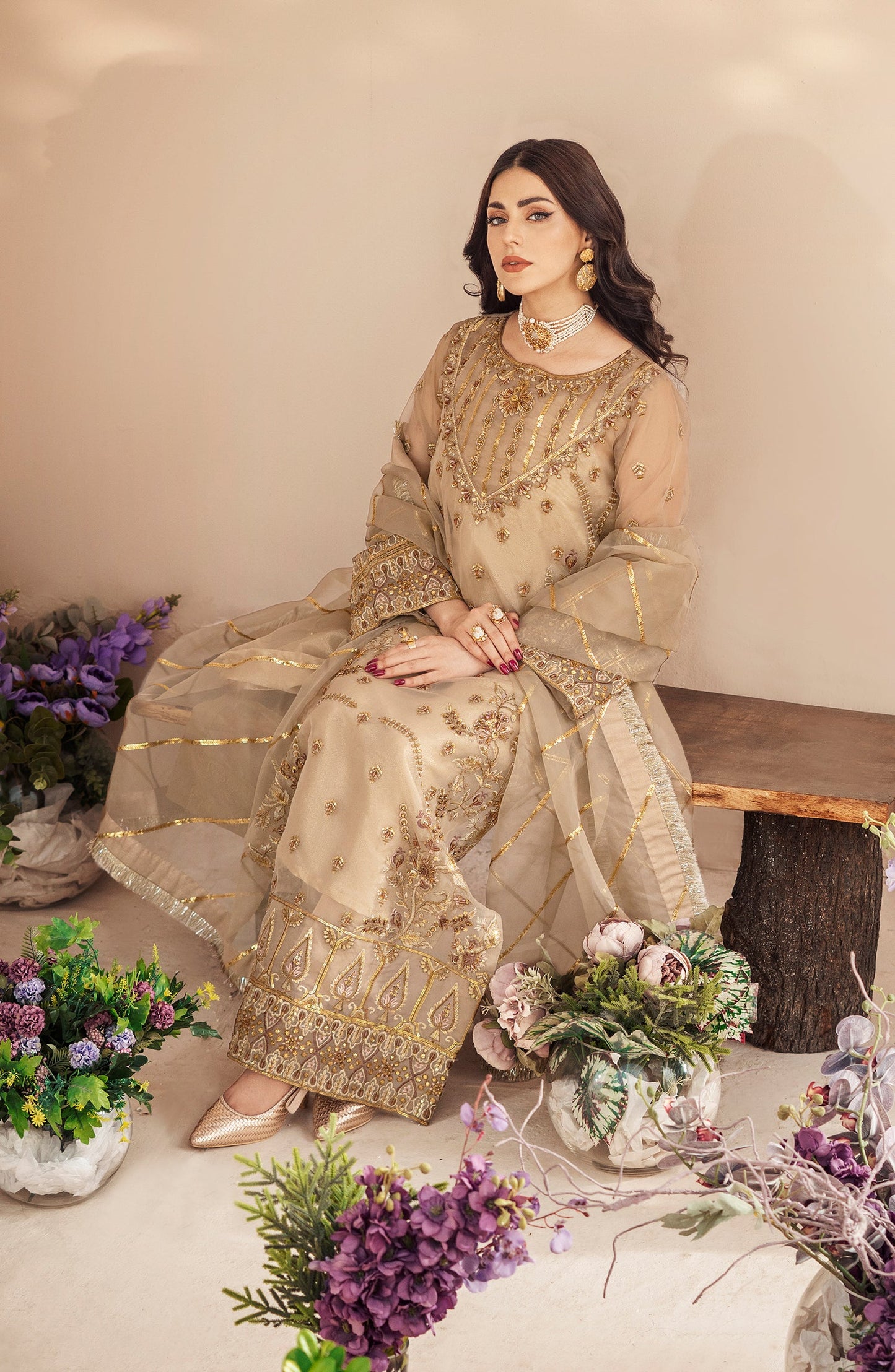 Formal Dress - Gorgeous Gold (QFD-0069) Mashq Premium