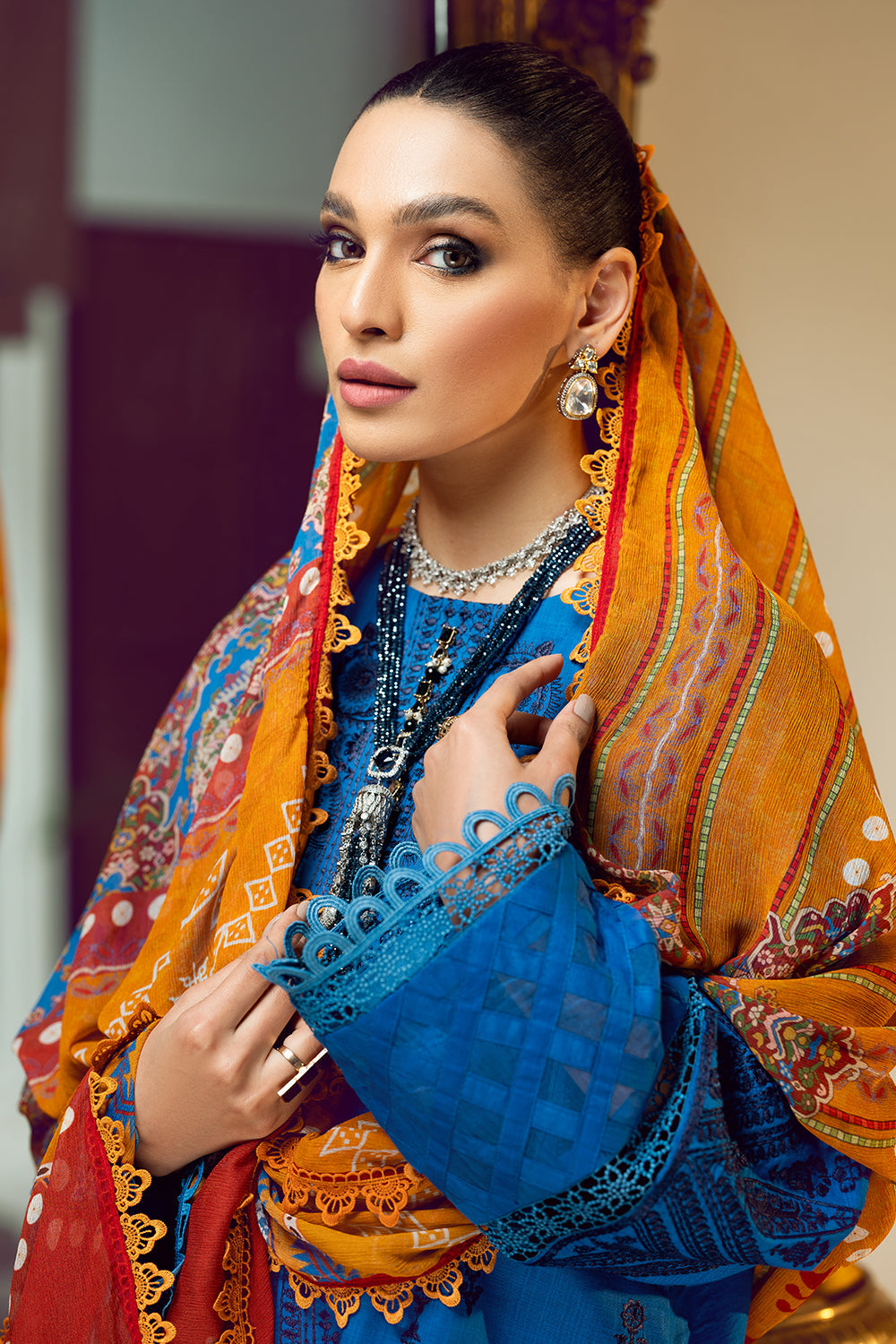 3 PC Unstitched Premium | Embroidered Shirt | Printed Dupatta