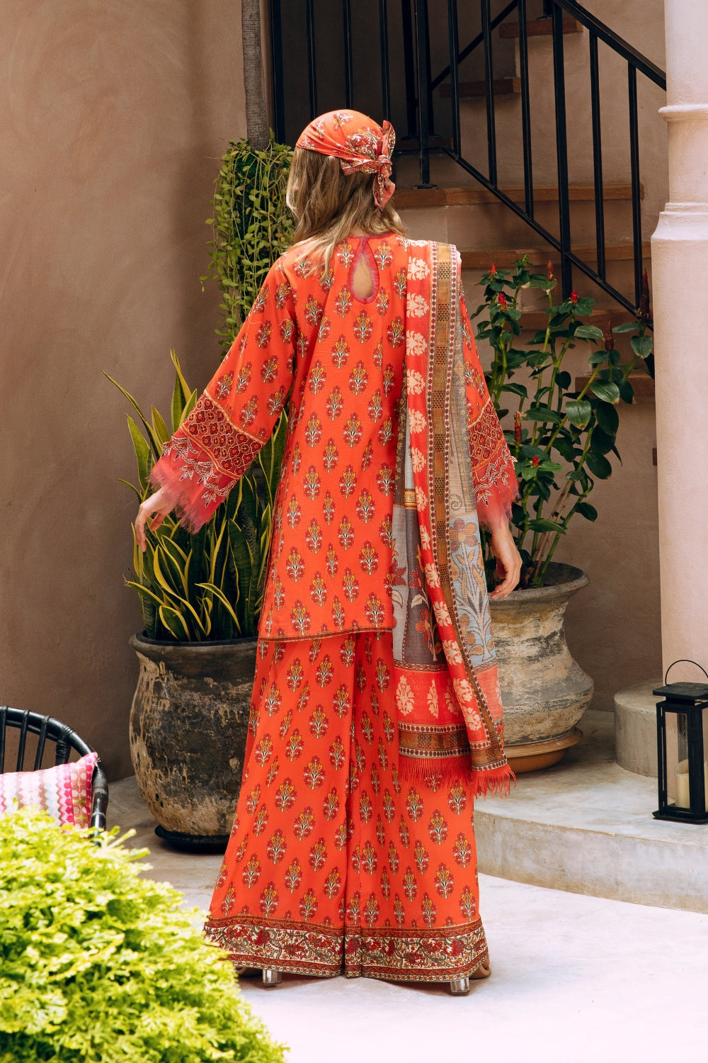 3PC Unstitched | Embroidered Lawn Suit | Manar Printed Dupatta