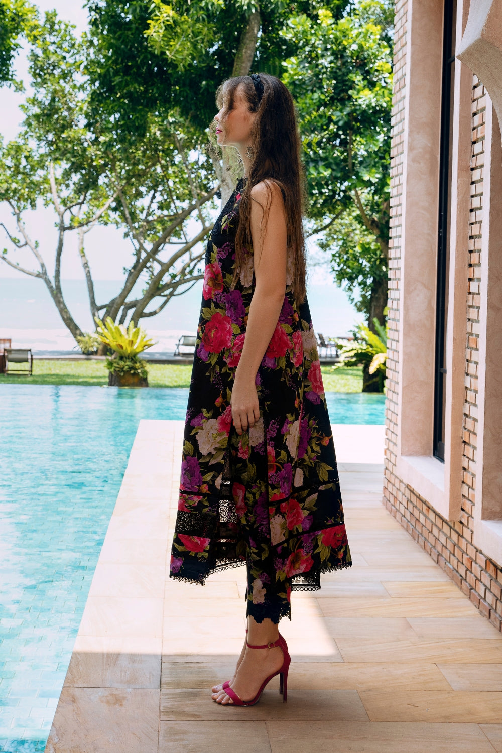 3PC Unstitched | Embroidered Lawn Suit | Manar Printed Dupatta