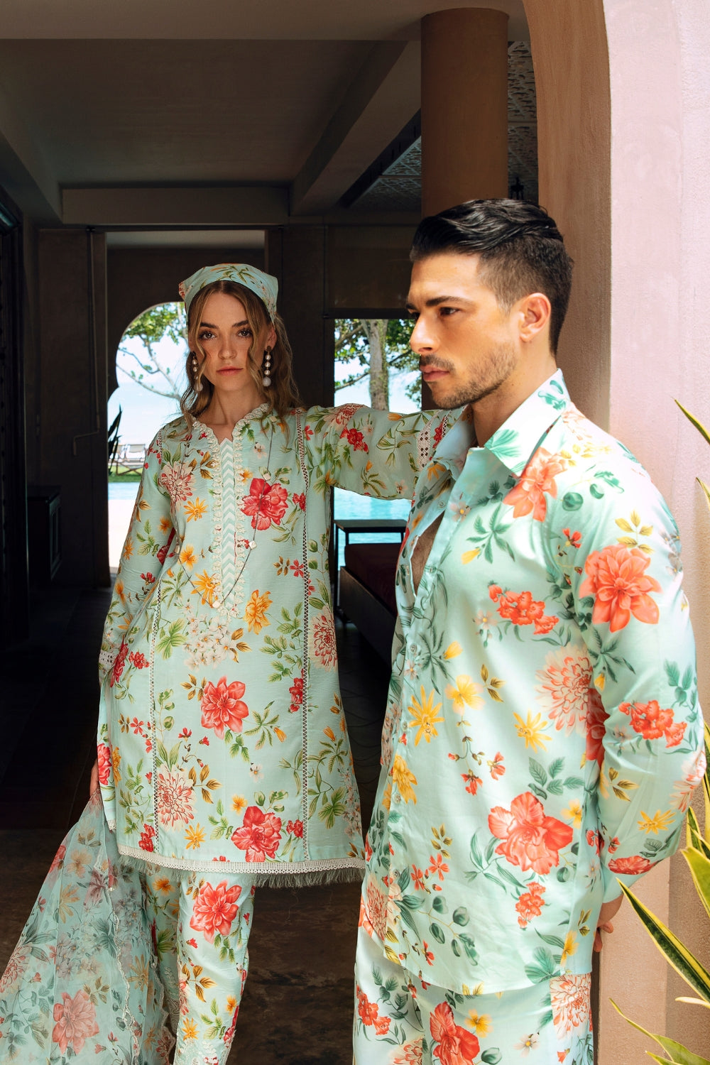 3PC Unstitched | Embroidered Lawn Suit | Organza Dupatta