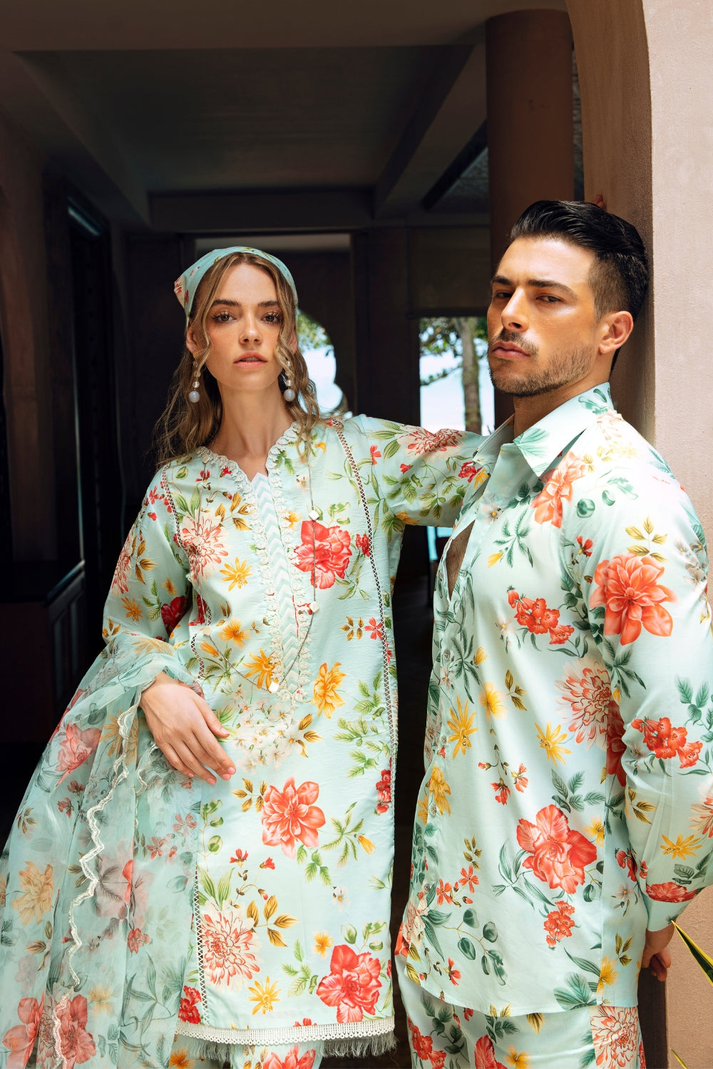 3PC Unstitched | Embroidered Lawn Suit | Organza Dupatta