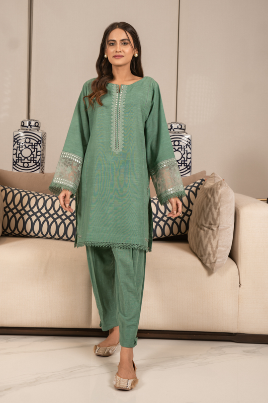 2 PC Stitched | Embroidered Suit