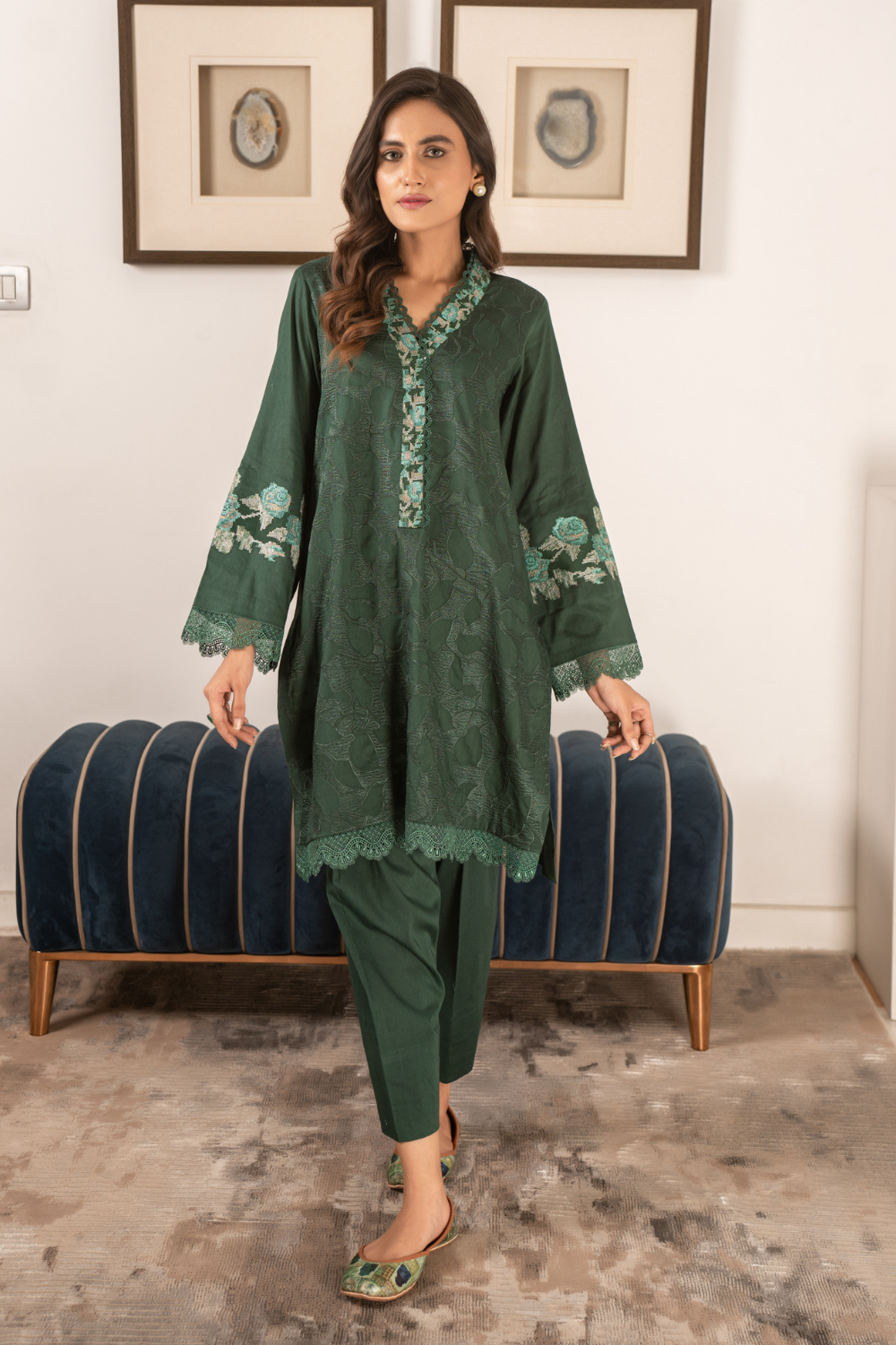 2 PC Stitched | Embroidered Suit