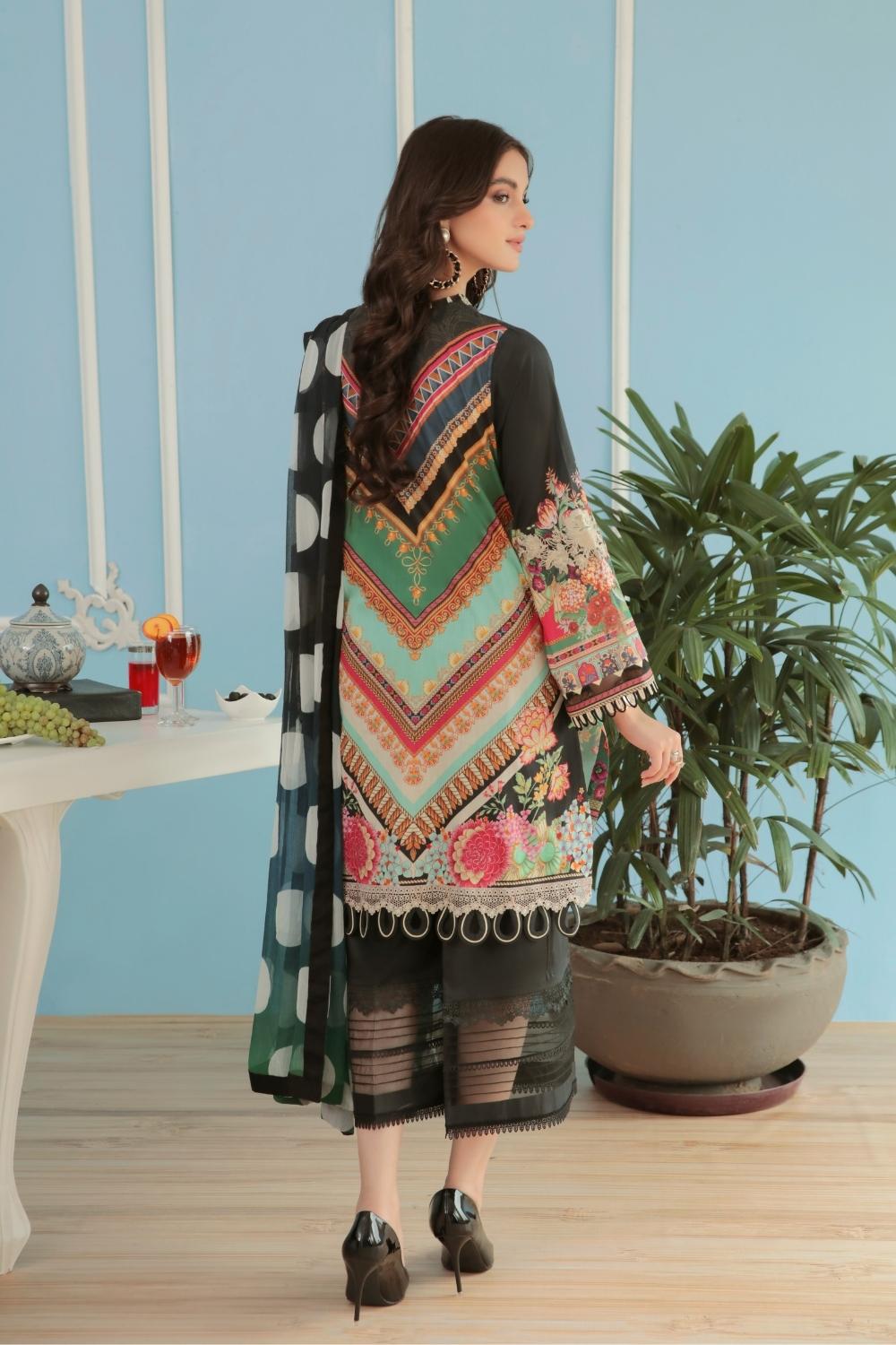 3PC Unstitched Printed + Embroidered Suit