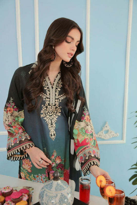 3PC Unstitched Printed + Embroidered Suit