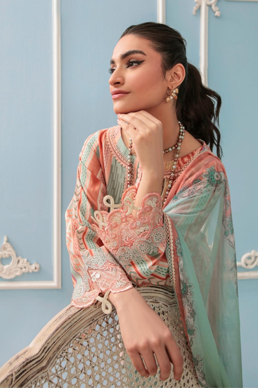 3PC Unstitched Printed + Embroidered Suit