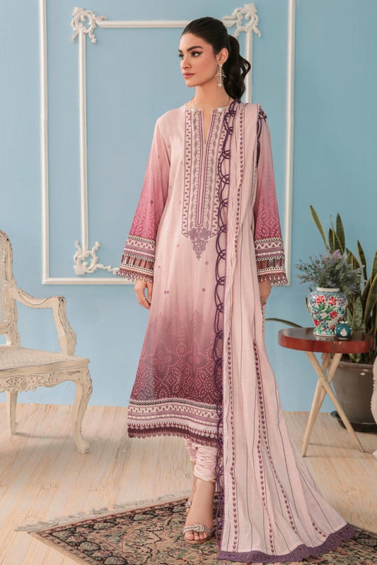 3PC Unstitched Printed + Embroidered Suit