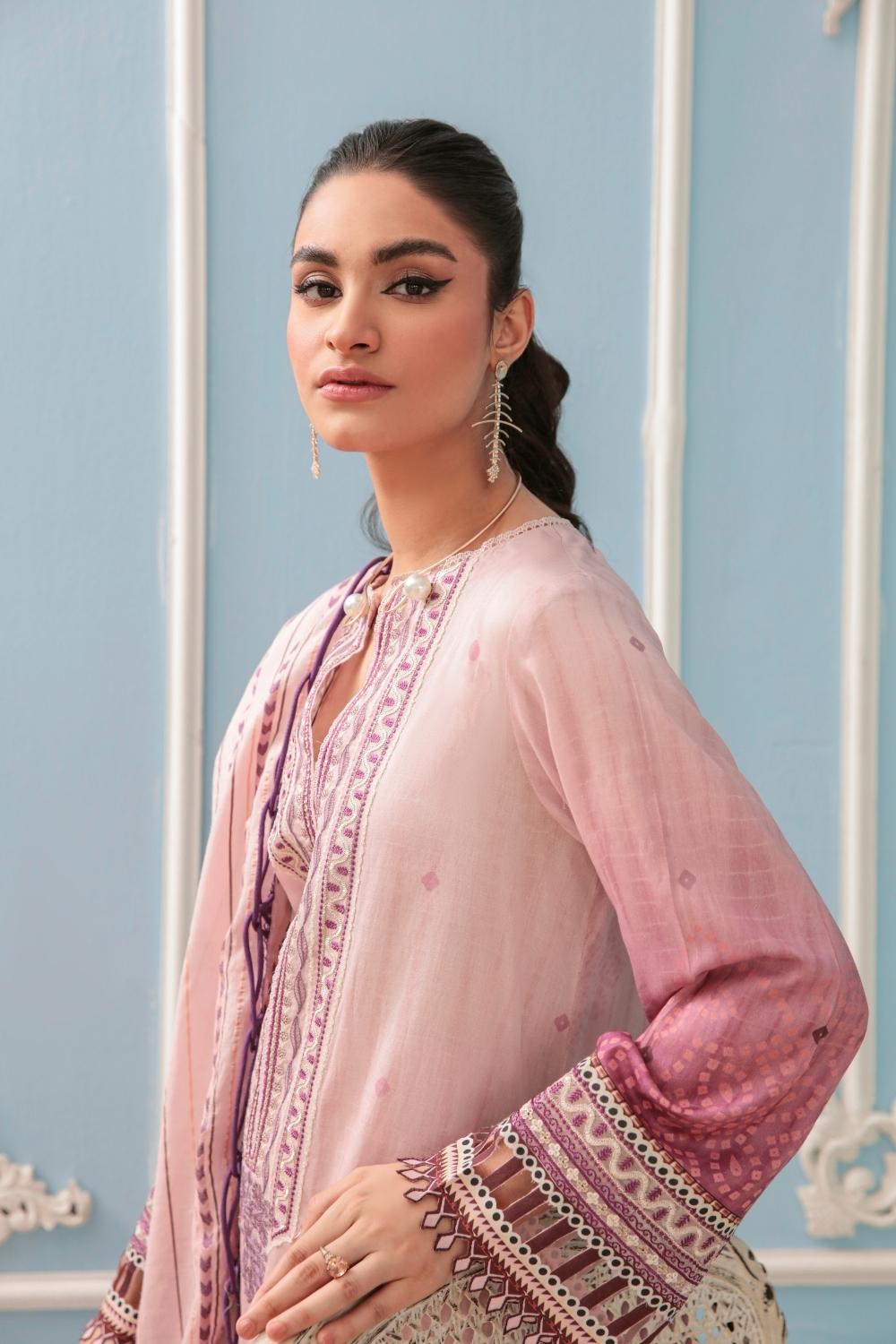 3PC Unstitched Printed + Embroidered Suit