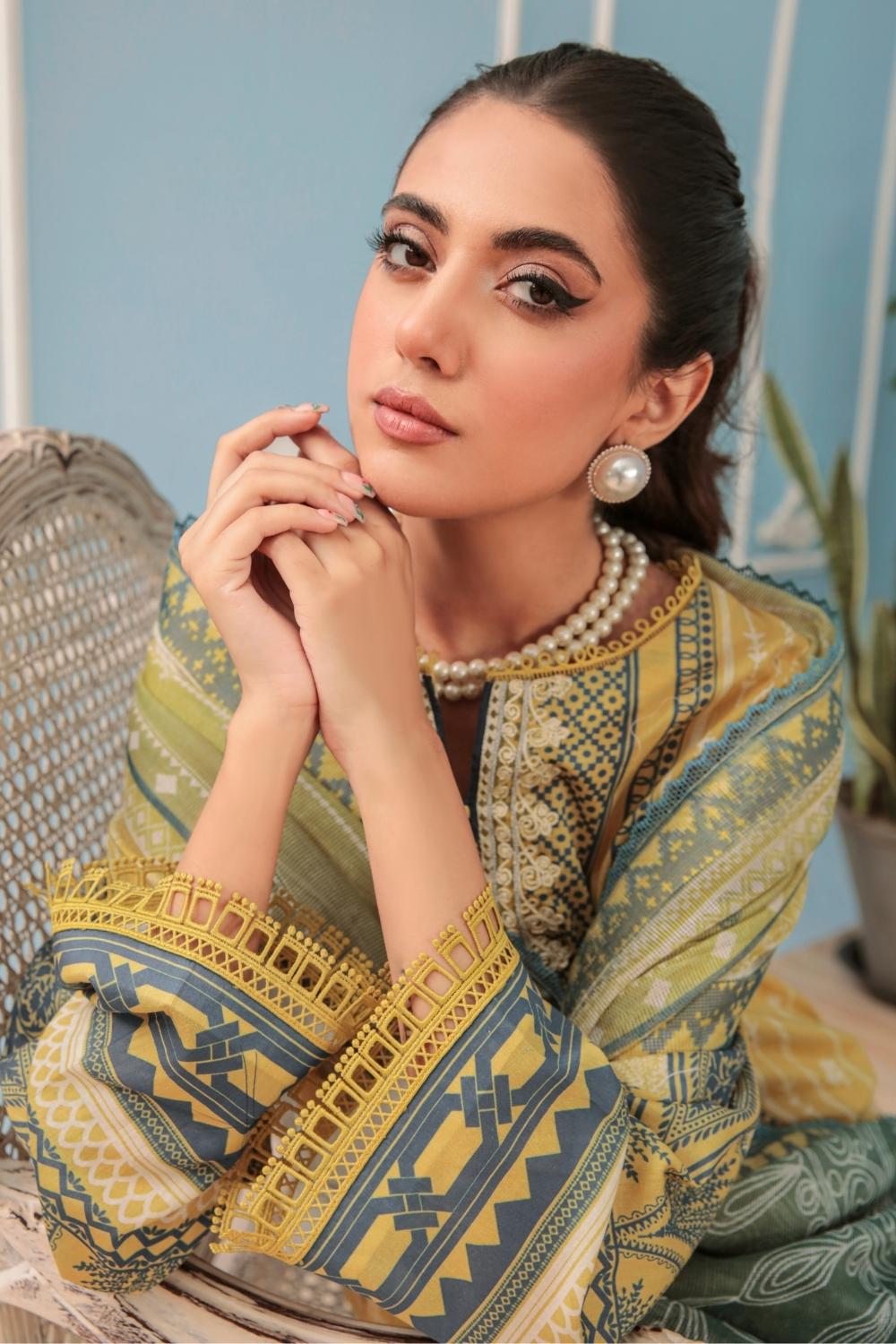 3PC Unstitched Printed + Embroidered Suit