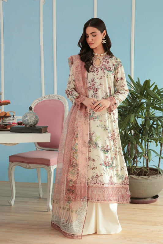 3PC Unstitched Printed + Embroidered Suit