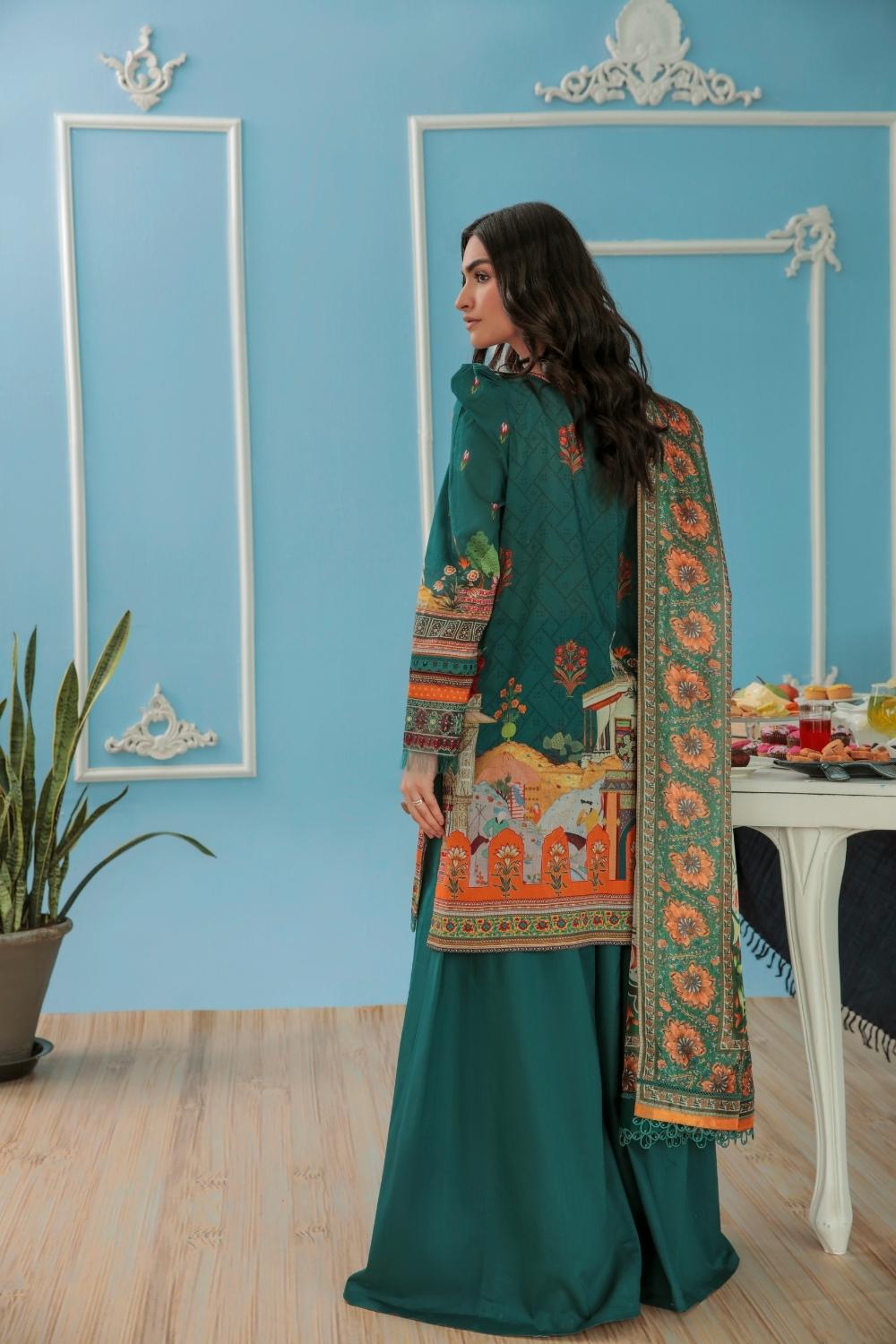3PC Unstitched Printed + Embroidered Suit
