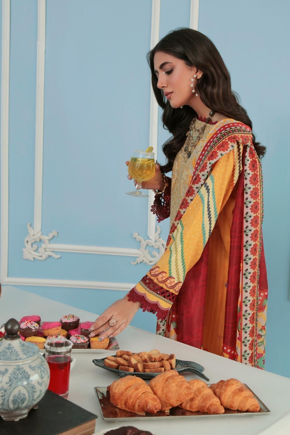 3PC Unstitched Printed + Embroidered Suit